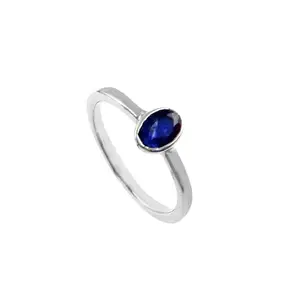 Blue Sapphire RING Silver plated 92.5 Unheated and Untreated Neelam Natural Ceylon Gemstone for GIRLS and Women