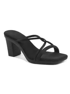 Carrito, Comfortable Heel Sandals for Women and Girl (Black, UK Footwear Size System, Adult, Women, Numeric, Medium, 6)