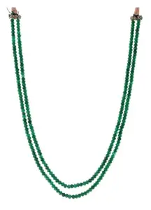 Beautiful Double Strand 4mm Emerald Jade Roundelle Faceted Beaded Gemstone Necklace | Girls June Birthstone With Adjustable Loop Beads 19" Mala Jewelry Gift For Her