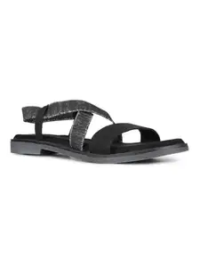 Inc.5 Womens Black Casual Striped Open Toe Flat Sandals