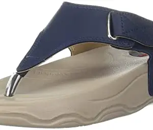 WELCOME Women Darkblack Leather Flip-Flops-7 UK/India (40 EU) (123BlackHF-13_7)