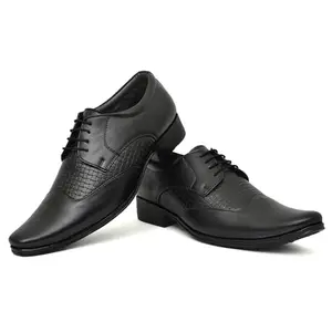 Men's Solid Faux Leather Lace up Formal Shoes (Black, 9)-PID48524