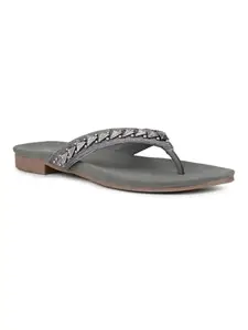 Inc.5 Womens Pewter Ethnic Embellished Round Toe Flats