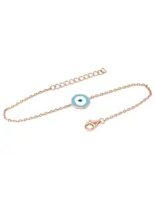 Mannash 925 Sterling Silver|Unconventional Evil Eye Rose Gold Plated Sterling Silver Chain Bracelet | Gifts for Women, Girls, Wife, Mother, Girlfriend| With Certificate of Authenticity and 925 Stamp