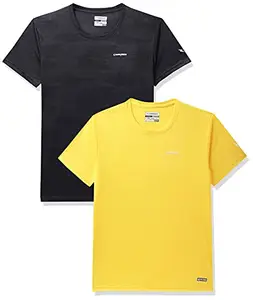 Charged Active-001 Camo Jacquard Round Neck Sports T-Shirt Black Size 2Xl And Charged Pulse-006 Checker Knitt Round Neck Sports T-Shirt Yellow Size 2Xl
