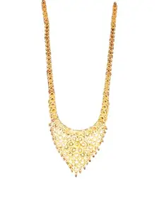 Ornate Golden Bib Necklace, Intricate Floral Design