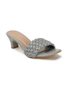 ICONICS Women's ICN-SI-W-20 Stylish and Comfortable Slip-On Sandal for Casual IOffice I Party Use Grey Heeled 8 Kids UK