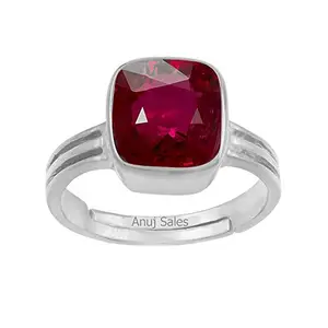 Anuj Sales 3.25 Ratti / 2.00 Carat Ruby (Manik/Manikya/Maneek) Gemstone Panchdhatu Silver Plated Ring for Astrological Purpose (Lab - Teseted)