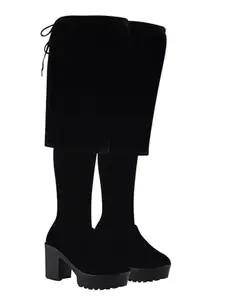 Shoetopia Knee-High Black Boots For Women & Girls /EU39