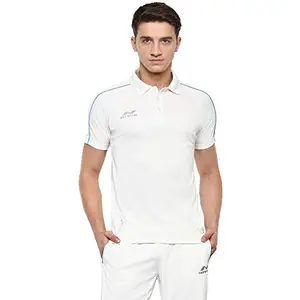 Nivia 2501-1 Polyester Cricket Jersey, Men's Medium (White/Sky Blue)