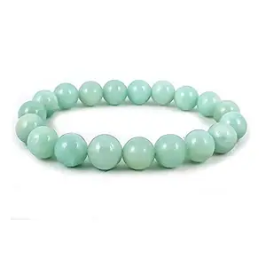 LKBEADS Natural Amazonite 8mm Round Shape Smooth Cut Beads 7 inch Stretchable Bracelet for Men & Women|STBR_RR_00244_70