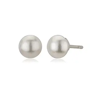 Vanbelle 925 Sterling Silver Silver & White Toned Pearls Studded Rhodium Plated Circular Shape Handcrafted Studs