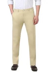 Peter England Men's Straight Fit Mid Rise Chino Casual Trouser with Premium Dobby