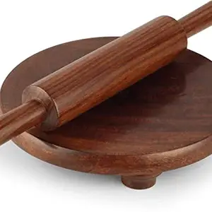 Sheesham Wooden Pure Rosewood Wooden Chakla Belan Rolling Pin Board/Roti Maker/Chakla Belan/Chapati Maker/papad (chakla12 inch,Belan12 inch) (12 inch) ((12 inch))