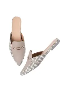 Selfiee Trending Stylish Buckle Bellies Soft & Comfortable Flat Mules Sandal for Women and Girls