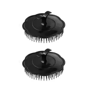 ROUND SCALP MASSAGER COMB- pack of 2 for MEN AND WOMEN IN Black colour. SILICON TIP with handle on top. Best for relaxing and exfoliating scalp.
