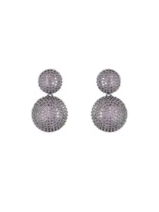 SARAF RS JEWELLERY Rhodium Plated Purple Amethyst Studded Circular Drop earrings