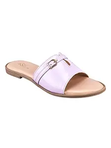 The White Pole Flats Stylish Purple Silppers Comfortable Ethnic Trending Flats Sandals for Women And Girls