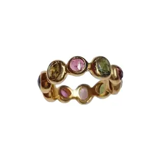 Sterling Silver 925 Eternity Ring with Multi Tourmaline