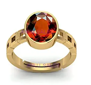 ANUJ SALES 19.25 Ratti Natural Gomed Stone Astrological Gold Ring Adjustable Gomed Hessonite Astrological Gemstone for Men and Women (Lab - Tested)