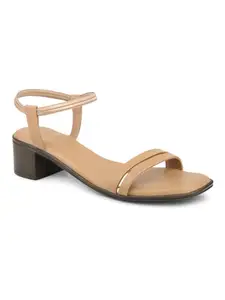 Inc.5 Women Beige Solid Open Toe Block Heels
