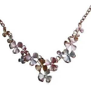 Premium Multicolored Floral Necklace for Women | Elegant Brass Statement Jewelry, Skin-Friendly, Lightweight & Durable | Ideal Gift for Party & Festive ready