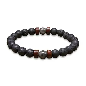 University Trendz Lava Volcanic Semi Precious Stones Healing Crystal 8mm Gemstones Beads Bracelet for Men and Women