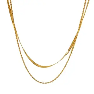 MEENAZ pendant for women necklace for women girls anti tarnish stainless steel green gold stylish Neck double Chain | Locket Design | Birthday Gift Aesthetic Jewellery | Accessories daily wear