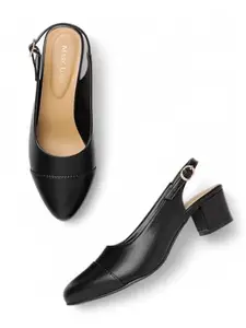 Marc Loire Women's Pointed Toe Block Heel Pumps for Office, Party and Formal Occasions (Black, UK Footwear Size System, Adult, Women, Numeric, Medium, 3)