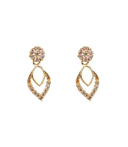 Royal Covering Trendy and Stylish 1 Gram Gold Plated - Light Weighted Drop Earring for Women and Girls (White)