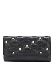 Da Milano Genuine Leather Black Flap Womens Wallet (10053A)