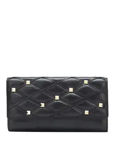 Da Milano Flap Leather Wallet for Women - Black