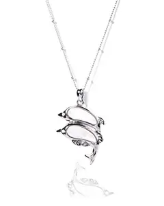 Gempro Genuine White Shell Love Dolphin Chain Pendant Long Necklace for Women and Girls