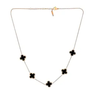 Fashion Frill Stylish Four Leaf Gold Plated Stainless Steel Pendant Chain for Women Necklace Jewellery Set Gift for Girls, Wife & Girlfriend