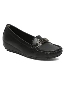Flat n Heels Womens Black Loafers FnH GS-60-BK