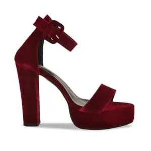 UUNDA Fashion Girl's &Women's Velvet Leather Peep Toe & 4 inch Block Heel Fashion Sandals/Footwears