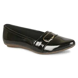 Footshez Women's Patent Leather Casual & Party Bellies Black