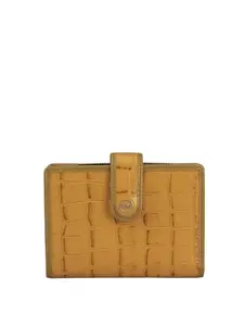 Da Milano Zip Leather Wallet for Women - Yellow