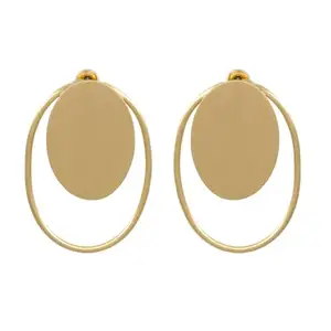University Trendz Demi-Fine Jewelry Gold Fine Anti-Tarnish Circle Layered Drop Earrings for Women and Girls