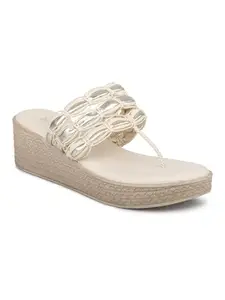 INC.5 Women Beige Textured Wedge Heels
