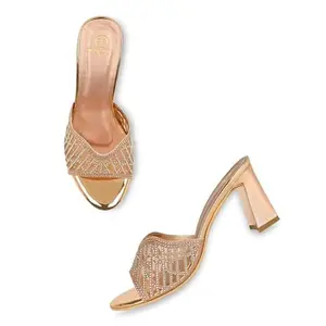 ROCIA By Regal Rose Gold Women Diamond Embellished High Heel Sandals