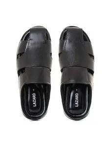 Khadim's Lazard Black Leather Mule Slip On Sandal for Men (5180396)