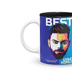 The Desi Monk Virat Kohli Inside Black Mug with Print | Indian Cricketer Coffee Mug | Royal Challengers Bangalore Printed Coffee Mug for Friends | 330 ml, Microwave & Dishwasher Safe| CM-91