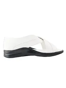 HIKBI Leather Stylish Roman Sandals For Men_White_8