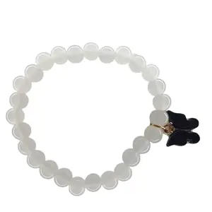 Transparent Pearls Anklet with Butterfly Charm