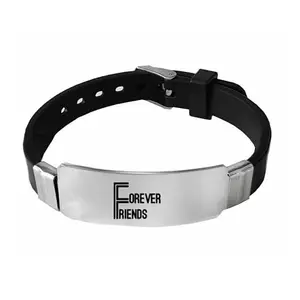 M Men Style Friends Ship Day Gift Forever Friends Silver Silicone Stainless Steel Bracelet for Son Brother Grandson Nephew Guy Friends, Valentines Graduation Christmas Gifts SBr2025627