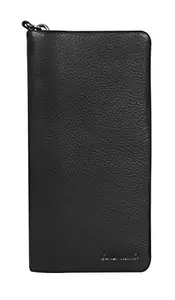 Calfnero Women's Genuine Leather Travel Wallet-Long Purse Wallet with Multiple Card Slots, Zip Pocket and Note Compartment (Black)