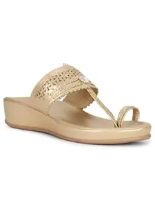 Bata Davina Toe Ring Women Slipper in Yellow Beige Gold