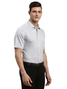 Turtle Men Pure Cotton Slim Fit Printed Grey Formal Shirt