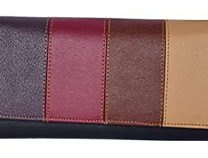 Bag Pepper Pu Leather Strip Design Wallet for Women Girl's Purse Handbag Clutch Bags (Purple)